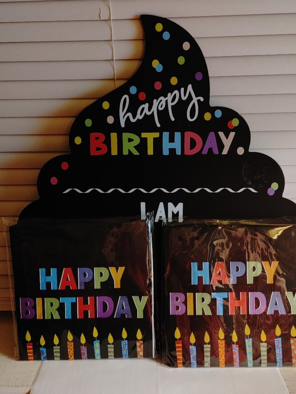 Happy Birthday Black Cupcake Chalkboard & Two Brand new Napkins